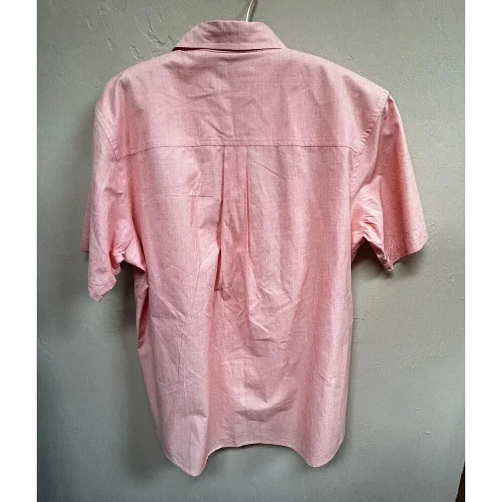 Club Room Men's Medium Two-Pocket Cotton Button Up Short Sleeve Shirt Peach